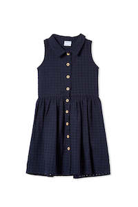 Milky Navy Broderie Dress