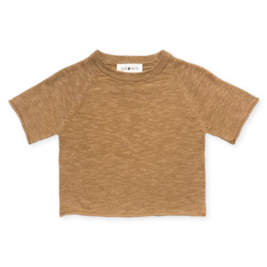 Grown Knitted Linen Raglan Tee - Cedar