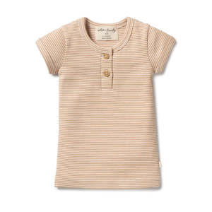 Baby Girl Tops: Wilson & Frenchy Organic Rib - Henley Tee - Toffee