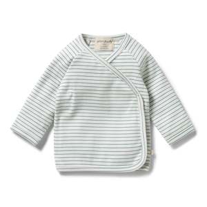 Baby Girl Tops: Wilson & Frenchy Organic Stripe Rib Kimono Top - Arctic