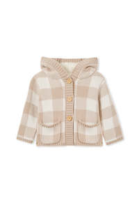 Baby Boy Beanies Hats: Milky - Natural Check Hooded Jacket