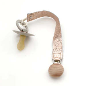 Burrow Be: Leather Pacifier Clip - Rose Gold