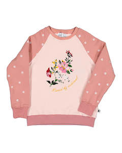 Girls Hoodie: Kissed - Flora Raglan Crew