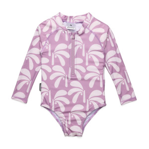 Crywolf Long Sleeve Swimsuit Lilac Palms