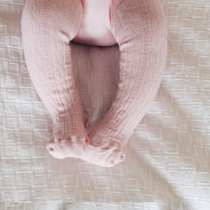 Baby Girl Sale: Lamington Merino Tights - Cherry Blossom