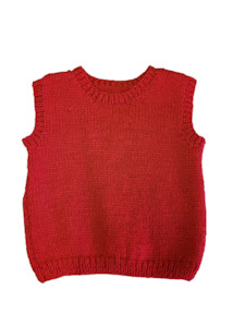 Knitwear: Handknit Vest - Red