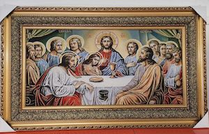 The Last Supper - Gold Frame Tapestry ( 100cm x 59cm )