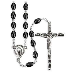 Religious & Ceremonial: Rosary: Plastic Silver Links Black