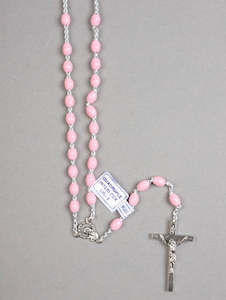 Rosary: Plastic Silver Links Pink