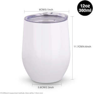 12 OZ/350ml Sublimation Wine Tumbler / Mug White Stainless Steel Insulated