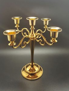 Stylish Gold 5 Taper Candelabra Candle Holder Centerpiece For Weddings & home