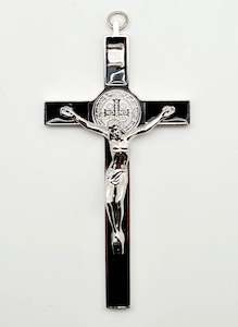 Cultural: St Benedict Crucifix: 10cm Silver / Black