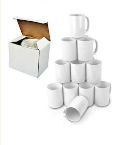 Heat Press Transfer Accessories: 15oz White Sublimation Mugs Comes in White Box