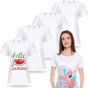 Women Sublimation Blank T-Shirt Basic White Polyester   T-shirts