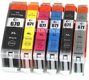 Canon PGI670XL, CLI671XL Ink cartridges premium A+ Risk Free Compatible X 6