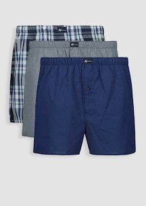 Underwear: Blue Cotton Boxers 3 Pack