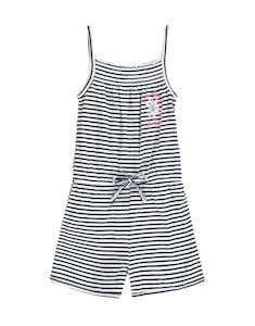 Striped Shirred Cotton Playsuit