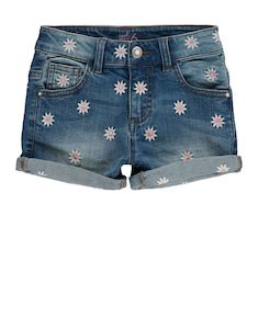 Daisy Embroidery Denim Shorts