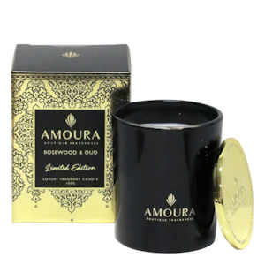 AMOURA LUXURY CANDLE - ROSEWOOD & OUD 100G