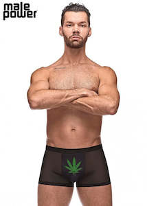 Male Power Private Screening Pouch Short Leaf Black XL - 182262