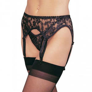 Leg Ave Lace Garter Belt W/Thong 8888 Black - OS