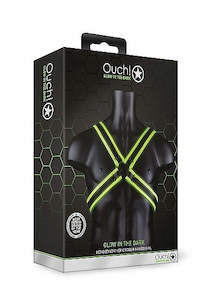 Ouch Glow In The Dark - Bonded Leather Cross Harness L/XL