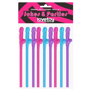 LoveToy Multi Colour Willy Straws 9 Pack