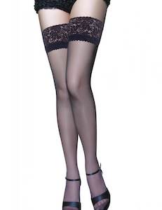 Oh Yeah Stocking Blk ThighHi Flwr 3478-1