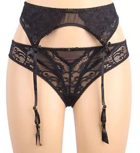 Oh Yeah Blk Panty/Garter P5194-1 M