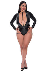 Cafe: Exposed Liquid Onyx Teddy w/Harness Caging Black 2XL