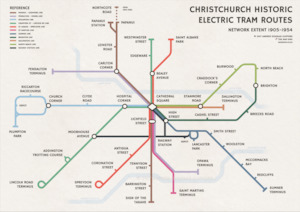 Christchurch Historical Tram Routes Print