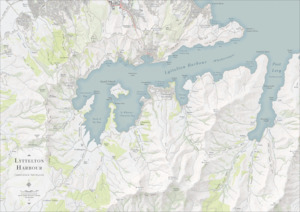 Lyttelton Harbour Topo Map Print