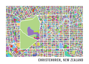 Christchurch Map Artwork Print