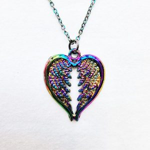 Holographic Necklace with Wings Charm