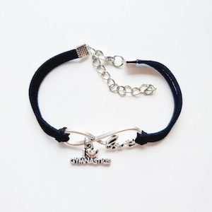 Clothing: Love Gymnastics Charm Bracelet in Black