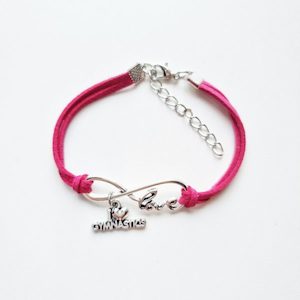 Love Gymnastics Charm Bracelet in Dark Pink