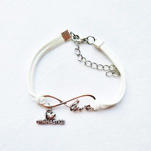 Love Gymnastics Charm Bracelet in White