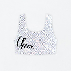 Clothing: Zoe Cheer Crop Top White Holograph