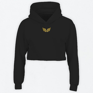 Urban Cropped Logo Hoodie Black & Gold