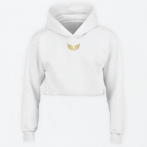 Urban Cropped Logo Hoodie White & Gold