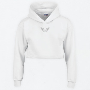 Urban Cropped Logo Hoodie White & Silver