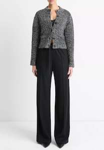 Herringbone Textured Cardi Jacket - Black/Off White