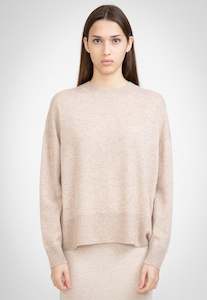 N.39 Cashmere High Low Hem Crew - Champagne