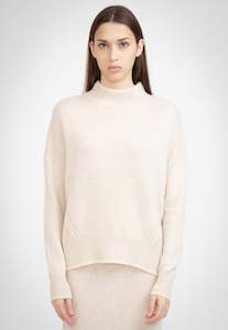 Clothing: N.08 Cashmere Contrast Funnel Neck Sweater - Shell