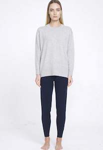 N.39 100% Cashmere High Low Hem Crew - Polar Grey