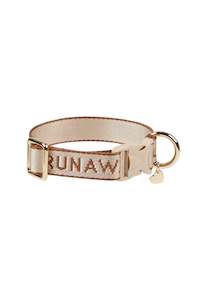 Runaway Woven Dog Collar - Macadamia/Chestnut