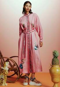 Timmy Embroidered Shirtdress - Pink