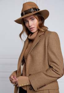 Trilby Hat Iridescent Feather Band - Camel