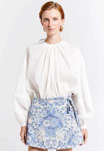 Cherished Wrap Skort - Natural/Blue