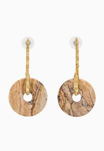 Isla Geo Stone Earrings - Picture Jasper